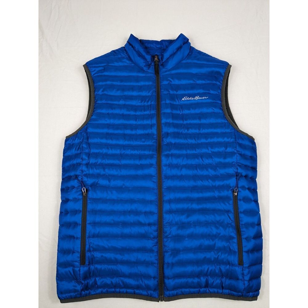 Eddie Bauer EB700 Puffer Down Vest Full Zip‎ Blue Men's Medium Full Zip Pockets